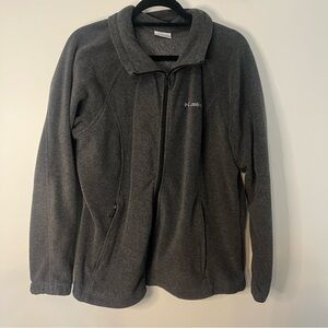 Columbia Grey Full Zip Fleece Jacket Women's 1X Lightweight Outdoor